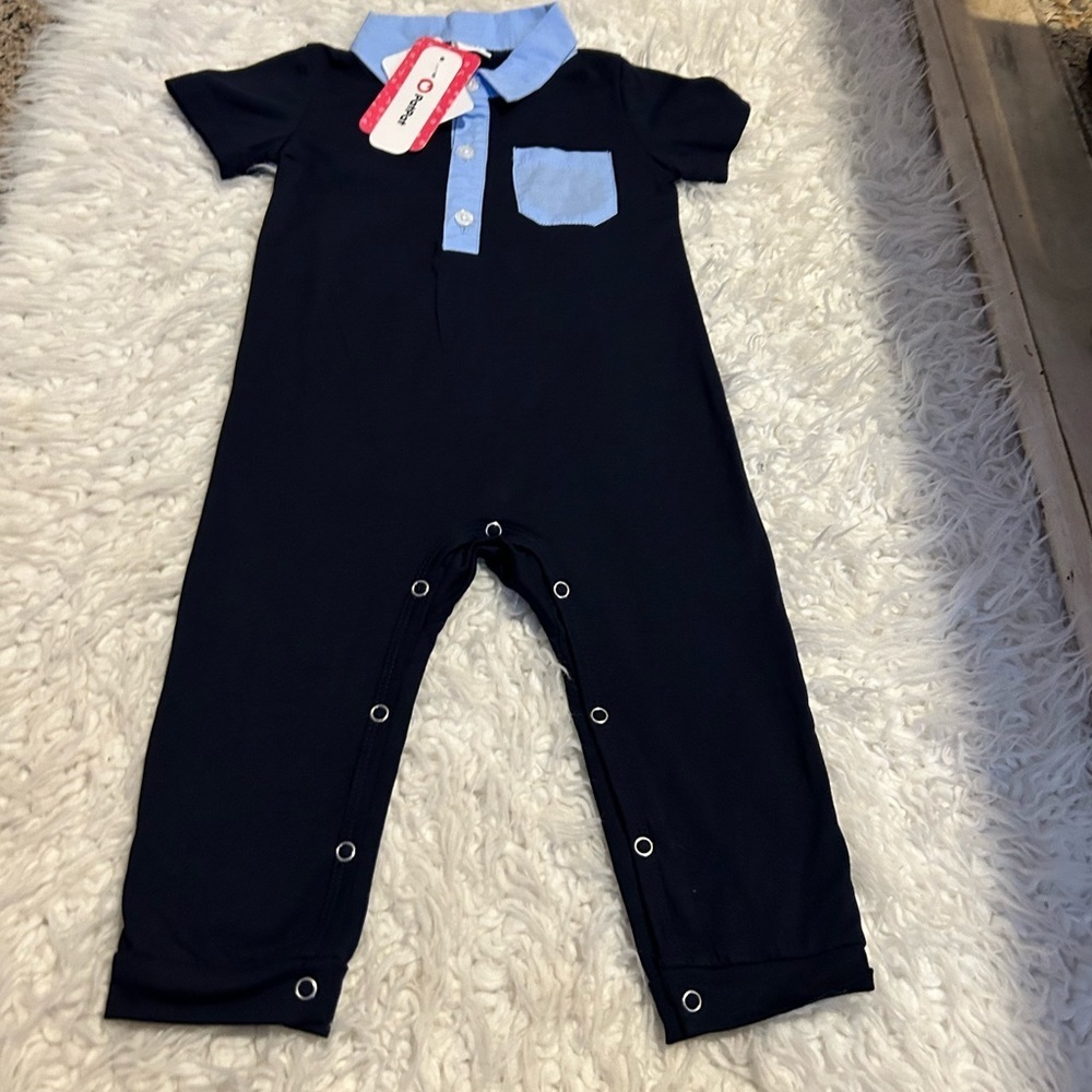 $10 sale 2/$15 New Pat Pat | Jumpsuit | 12-18 one piece snap crotch navy rack